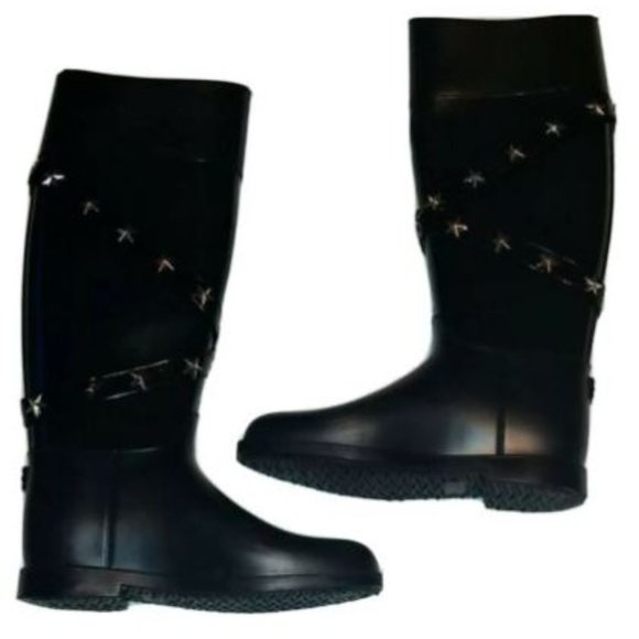 Jimmy Choo Black Carsen Star Rubber Rain Boots Size 5 - Made in Italy - Picture 4 of 6